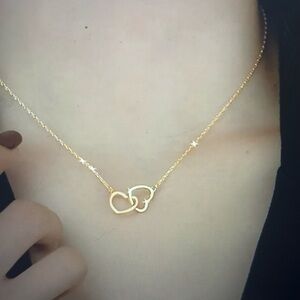 Final sale Stainless steel double heart necklace